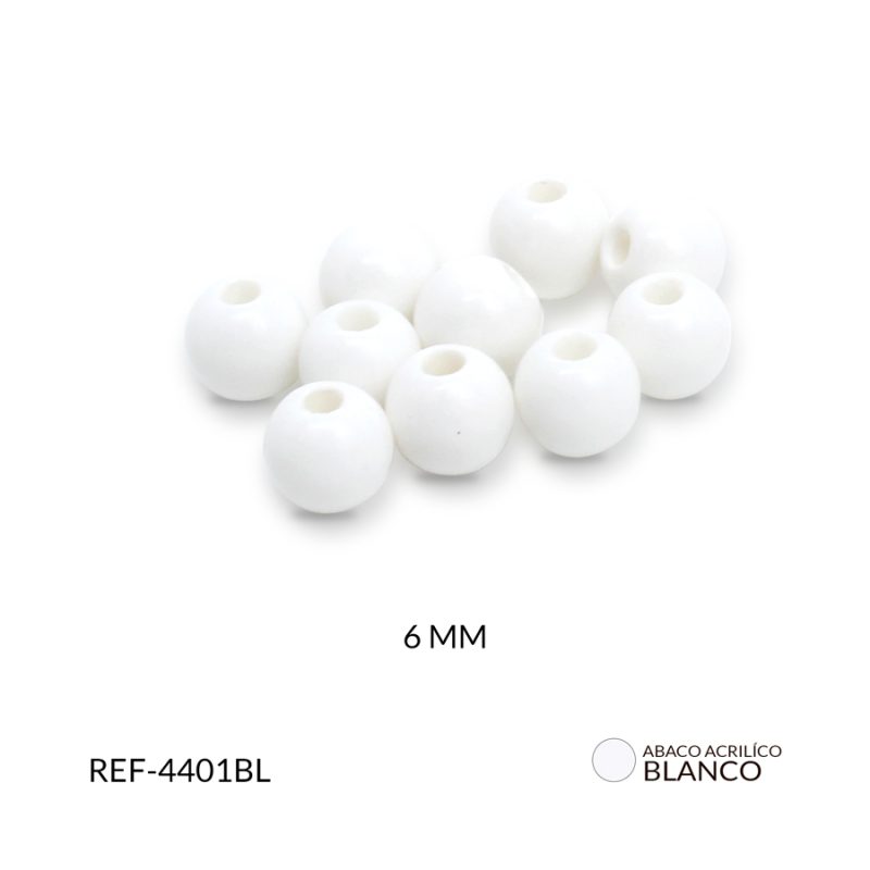 Abaco acrílico bola color blanco 6 mm