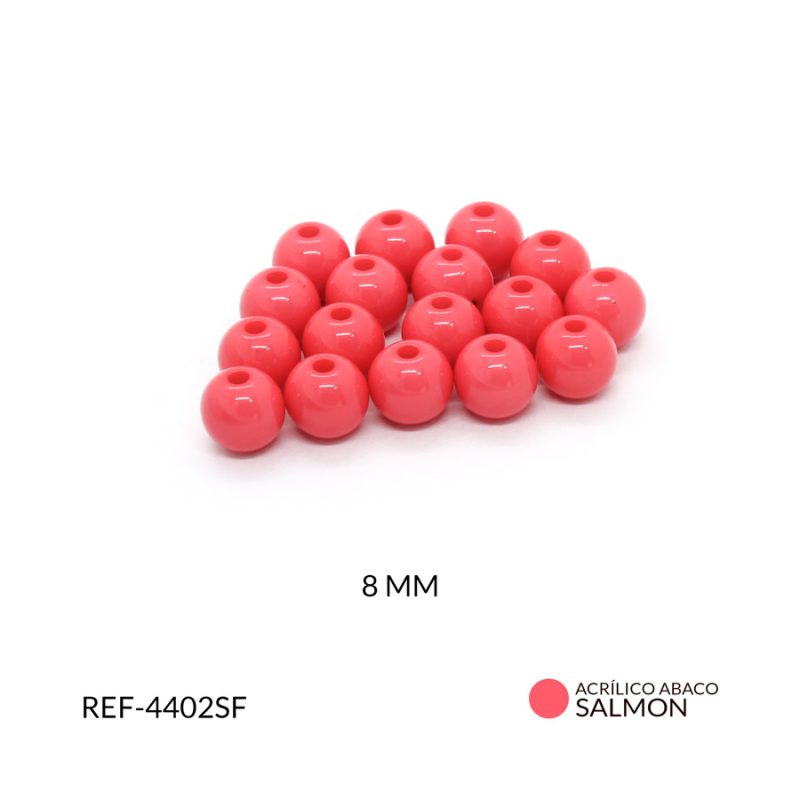 Acrílico bola ábaco color salmón fuerte 8 mm