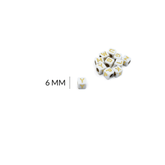 Separador acrílico cubo blanco mate letras doradas 6mm paquete x20 gramos