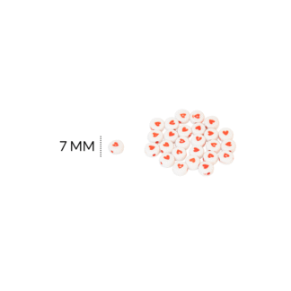 Separador acrílico redondo blanco corazon rojo 7mm x20 gramos