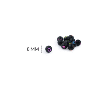 Separador acrílico redondo negro letras fluorescente 8mm paquete x20 gramos