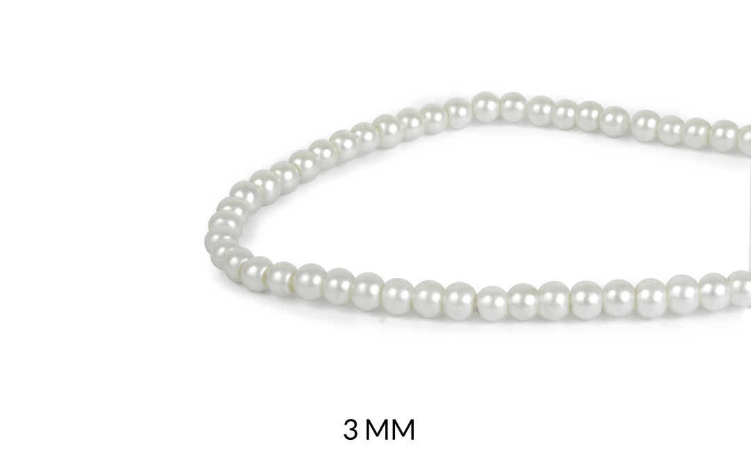Perla vidrio redonda blanca 3mm x sarta