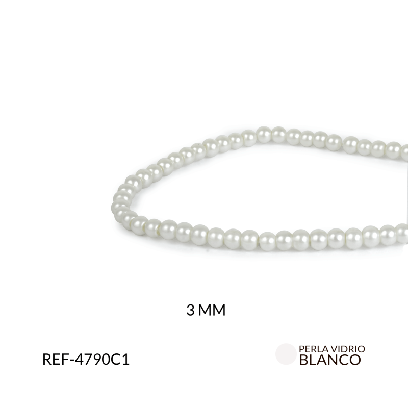 Perla vidrio redonda 3mm blanco / sarta x 210 und aprox / Ref-4790C1 / Ref-4790C1