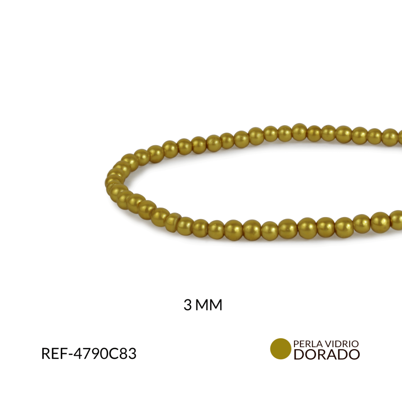 PERLA VIDRIO REDONDA 3 MM DORADO / SARTA x 210 UND APROX / Ref-4790C83