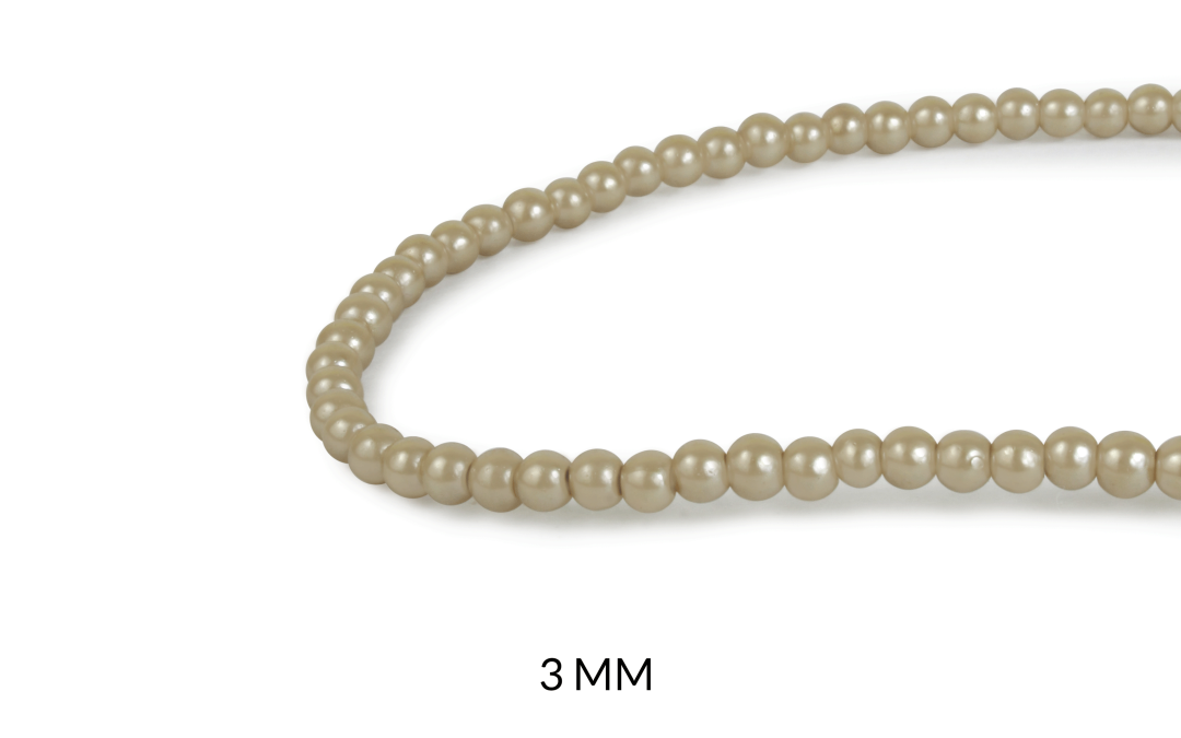 Perla de vidrio redonda café 3mm x sarta