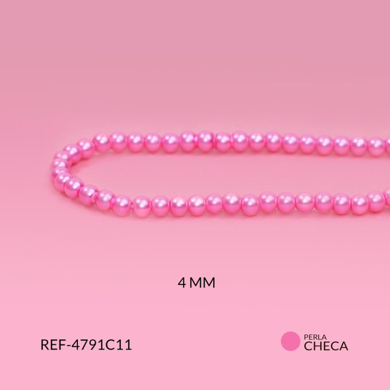 Perla vidrio redonda rosado 4mm / x sarta / Ref-4791C11 / Ref-4791C11