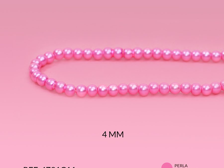 Perla vidrio redonda rosado 4mm x sarta