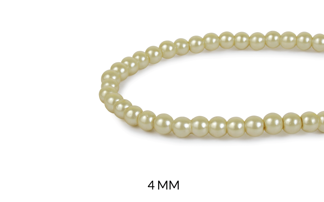 Perla de vidrio redonda beige almendra 4mm x sarta