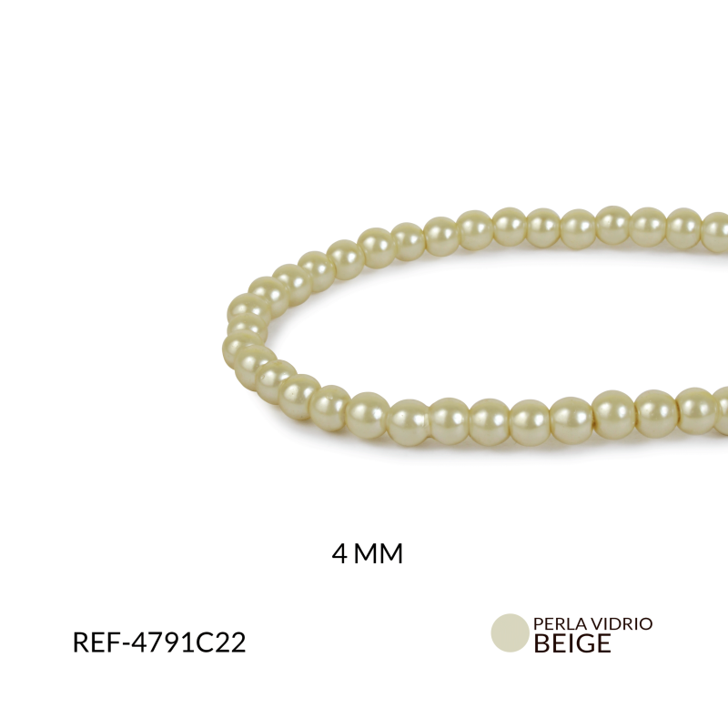 PERLA VIDRIO REDONDA 4 MM BEIGE A / SARTA x 200 UND APROX / Ref-4791C22