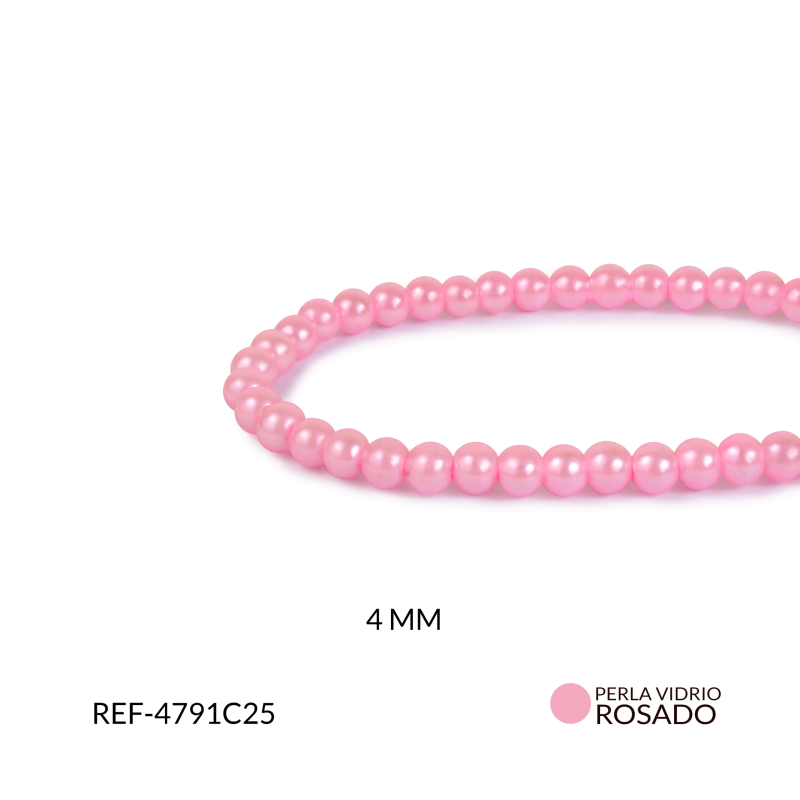 PERLA VIDRIO REDONDA 4MM ROSADO / SARTA x 200 UND APROX / Ref-4791C25
