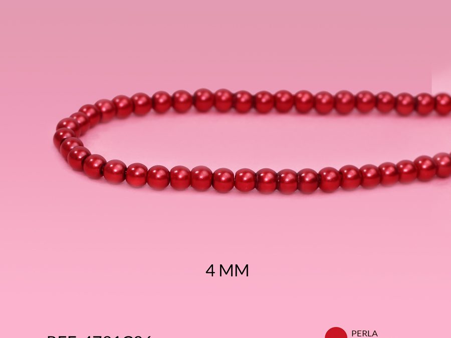 Perla vidrio redonda rojo 4mm x sarta