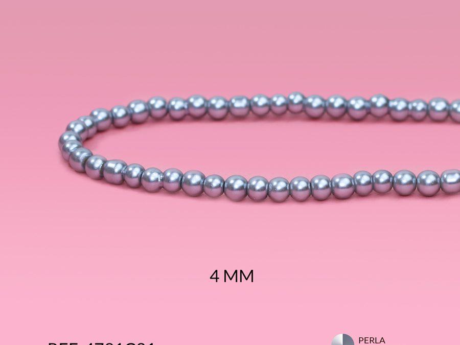 Perla vidrio redondo gris 4mm x sarta