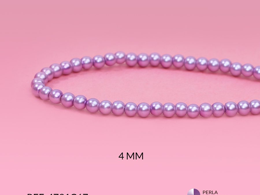 Perla vidrio redondo lila 4mm x sarta
