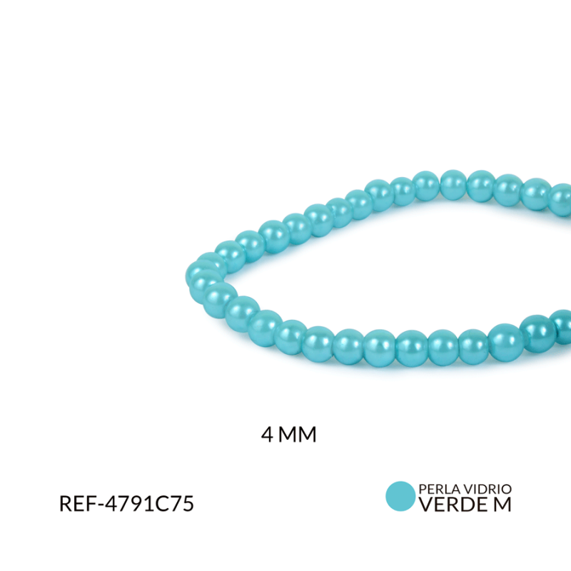 PERLA VIDRIO REDONDA 4 MM VERDE M / SARTA x 200 UND APROX / Ref-4791C75