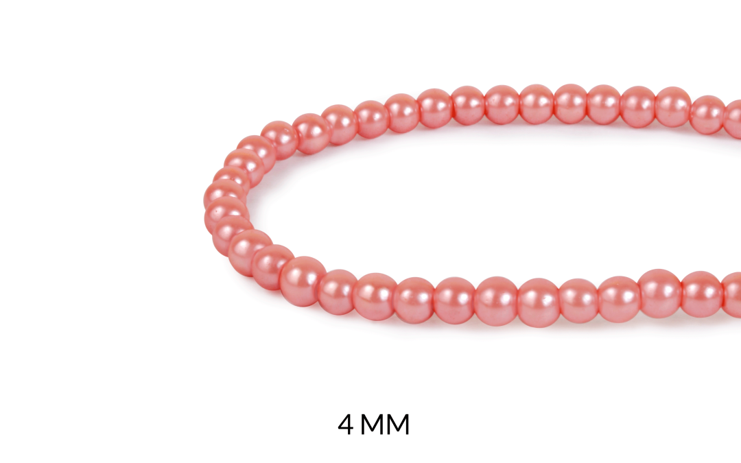 Perla de vidrio redonda salmon 4mm x sarta