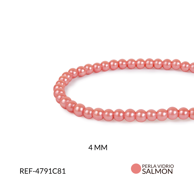 PERLA VIDRIO REDONDA 4 MM SALMON/ SARTA x 200 UND APROX / Ref-4791C81