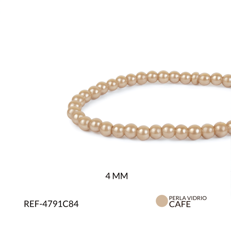 PERLA VIDRIO REDONDA 4 MM CAFE / SARTA x 200 UND APROX / Ref-4791C84