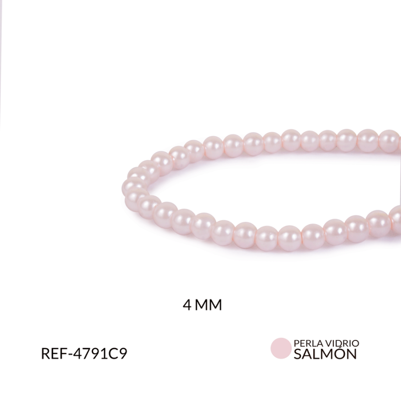 PERLA VIDRIO REDONDA 4 MM SALMON C / SARTA x 200 UND APROX / Ref-4791C9