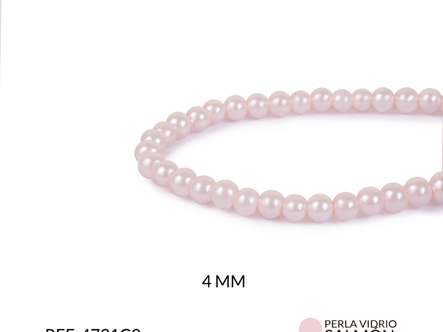 Perla de vidrio redonda salmon claro 4mm x sarta