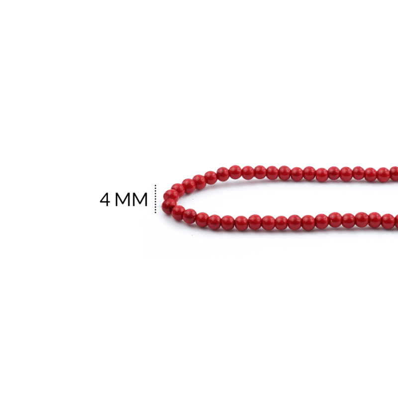 Perla vidrio redonda rojo bandera 4mm / x sarta / Ref-4791C90 / Ref-4791C90