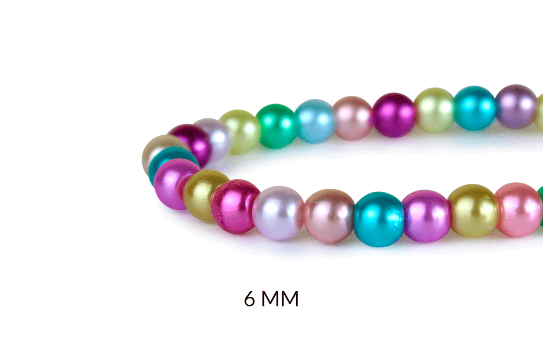 Perla de vidrio redonda multicolor 6mm x sarta
