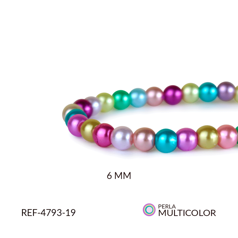 PERLA VIDRIO REDONDA MULTICOLOR 6MM / SARTA x 160 und aprox / REF-4793-19