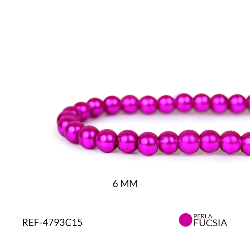 Perla vidrio redonda fucsia 6 mm / x sarta / REF-4793C15