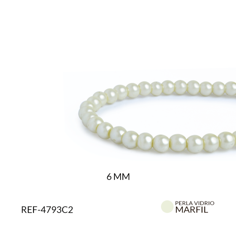 PERLA VIDRIO REDONDA 6 MM MARFIL C / SARTA x 160 und aprox / Ref-4793C2