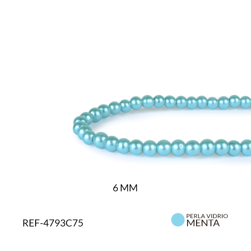 PERLA VIDRIO REDONDA 6 MM MENTA / SARTA x 160 und aprox / Ref-4793C75