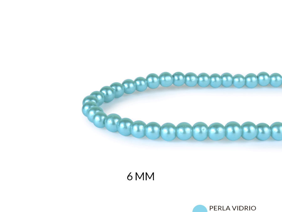 Perla de vidrio redonda 6mm menta x sarta
