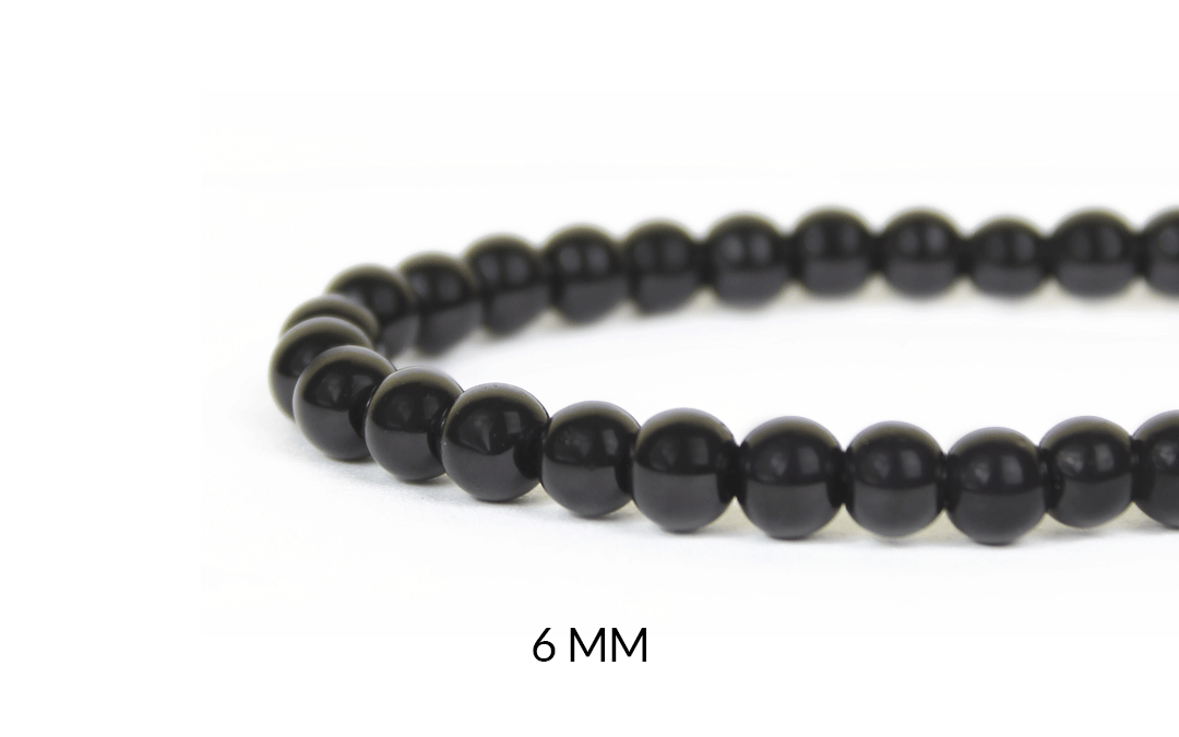Perla vidrio redondo negra 6mm x sarta