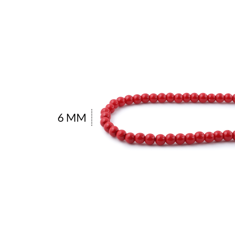 PERLA VIDRIO REDONDA 6MM COLOR ROJO / SARTA x 160 und aprox / Ref-4793C90