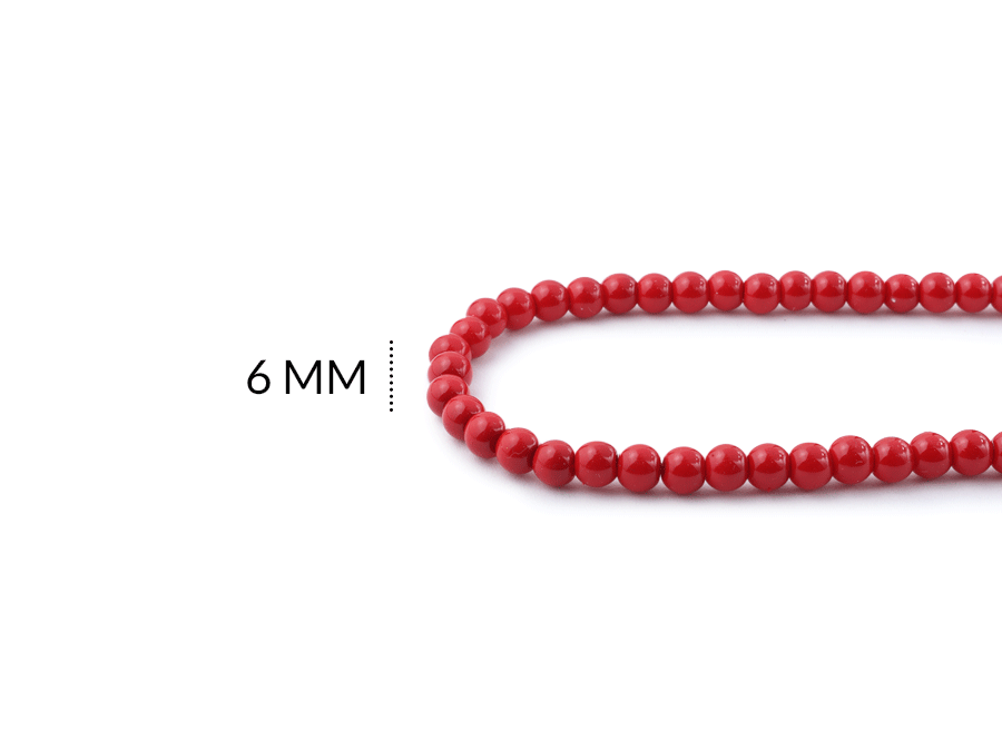 Perla de vidrio redonda 6mm rojo x sarta