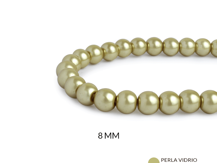 Perla vidrio redonda 8mm color beige x sarta