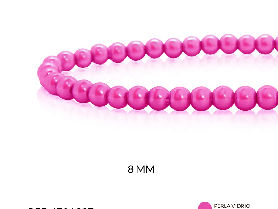 Perla vidrio redonda 8mm fucsia x sarta