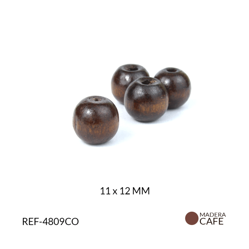 Bola de madera café 11x12mm x paq 125grm