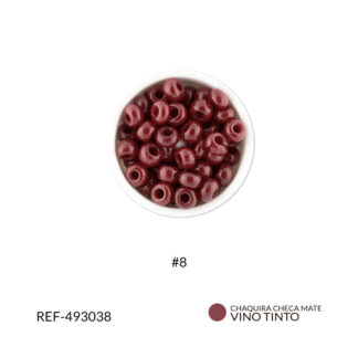 Mostacilla checa rojo vino tinto mate #8 paquete x25 gramos