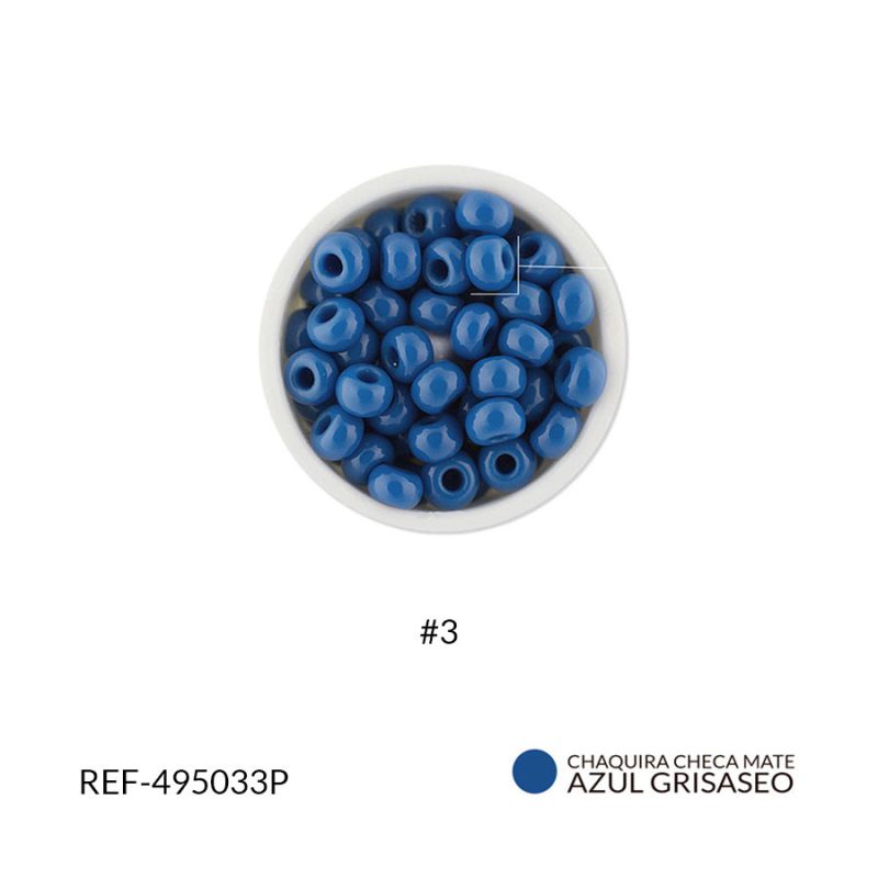Chaquira checa mate azul grisaceo #3 / paquete x 25 gramos / REF-495033P