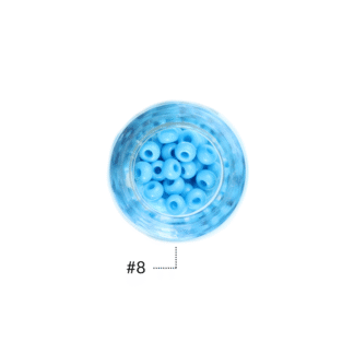 Mostacilla checa azul capri mate #8 Paquete x25 gramos