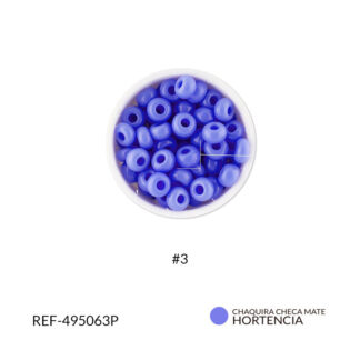 Mostacilla checa mate azul hortensia #3 paquete x25 gramos