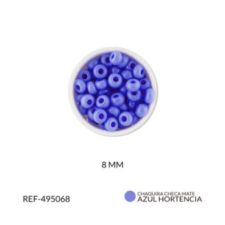 Mostacilla checa azul hortensia mate #8 paquete x25 gramos