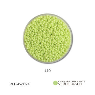Mostacilla checa verde pastel mate #10 paquete x25 gramos