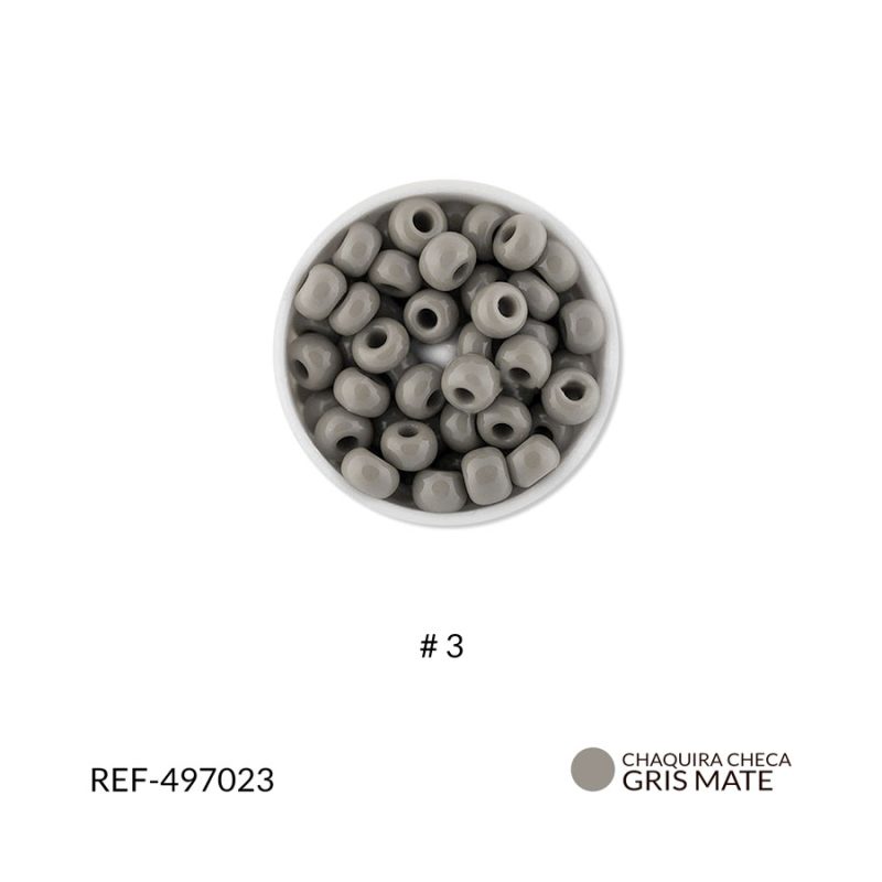 Chaquiras checa mate gris #3 / paquete x 25 gramos / Ref-497023P