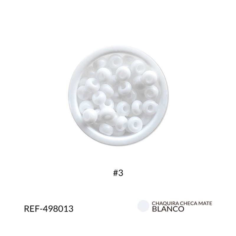 Chaquira checa mate blanco #3 / paquete x 25 gramos / Ref-498013P
