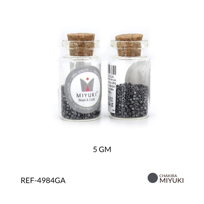 Chaquira miyuki metalizada gris acerina x 5grm