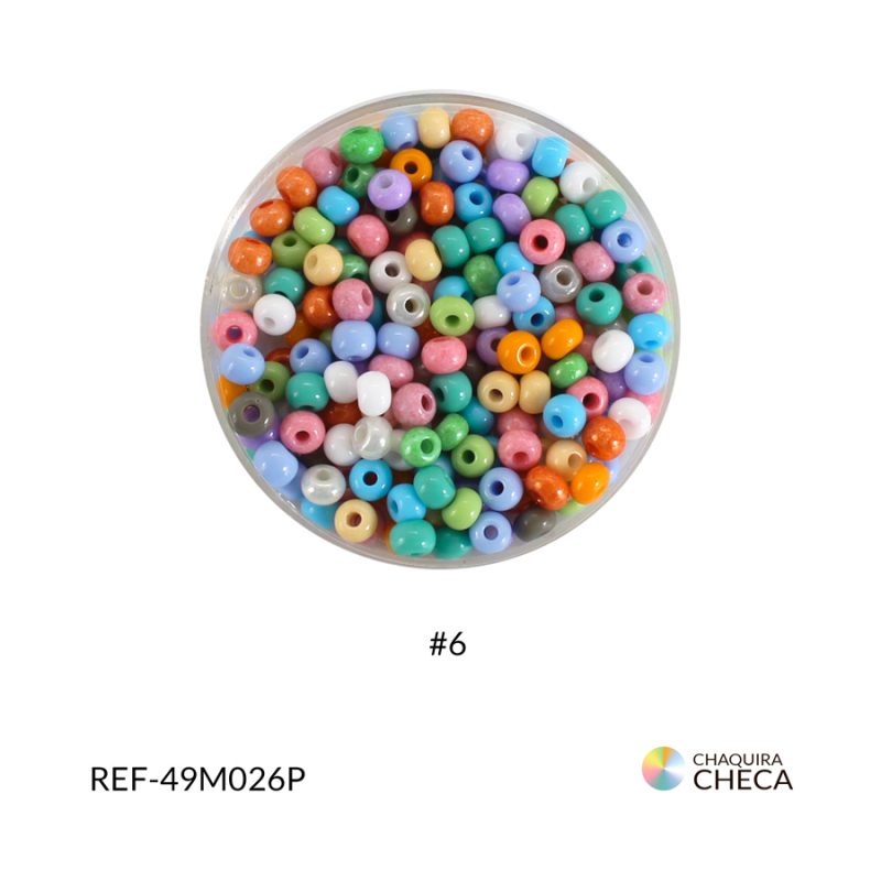 Mostacilla checa color pastel mixto #6 Paq. x25grm