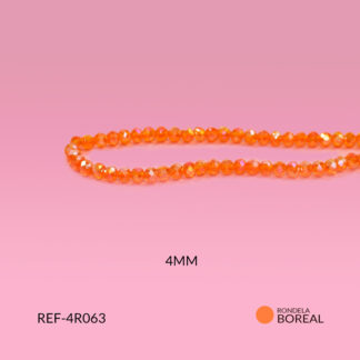 Róndela murano naranja boreal 4mm x sarta