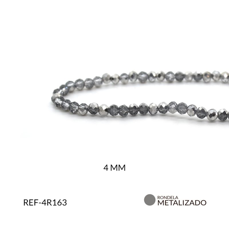 Rondela metalizado 4mm plateado espejo / x sarta / Ref-4R163