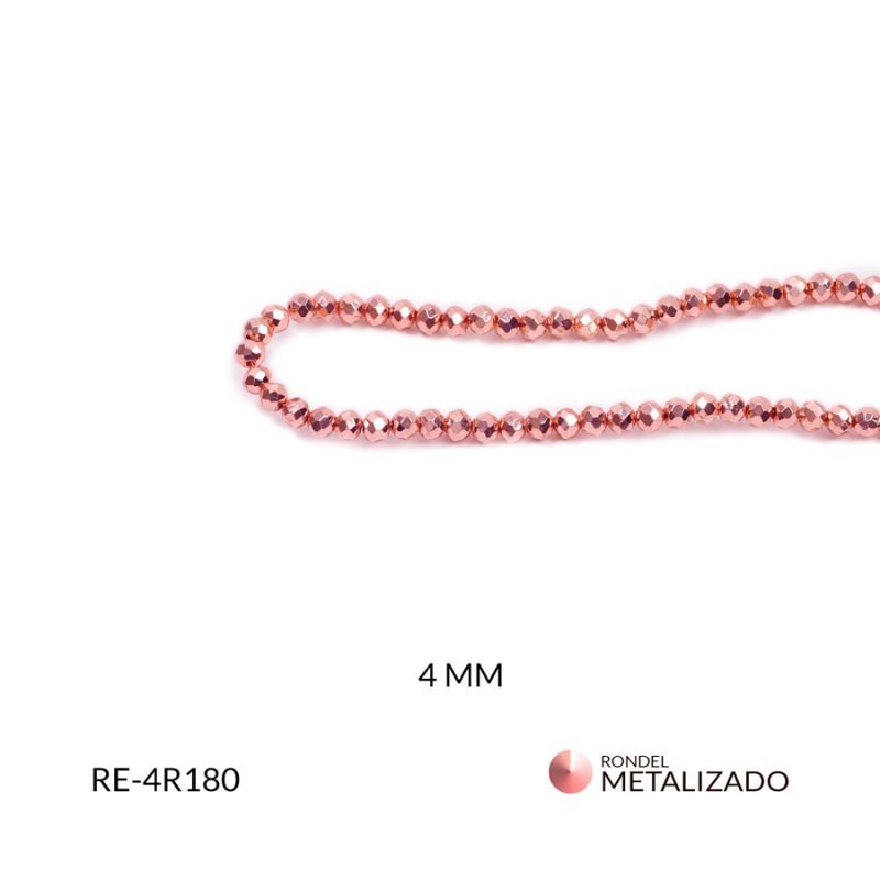 Rondel metalizado rosado 4mm / x sarta / Ref-4R180 / Ref-4R180