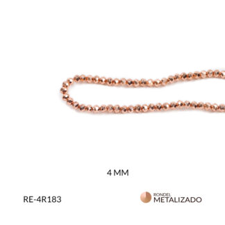 Rondel metalizado cobre rosado 4mm x sarta